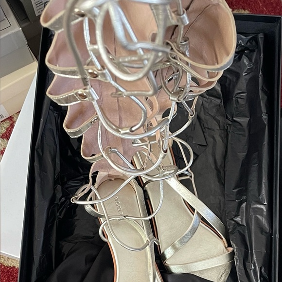 Rachel Zoe Silver Strappy Heels - Picture 1 of 9